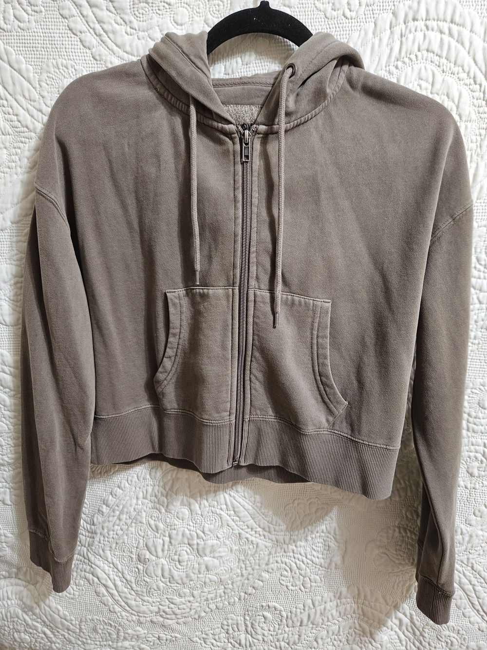 Women's Taupe Zip-Up Hoodie